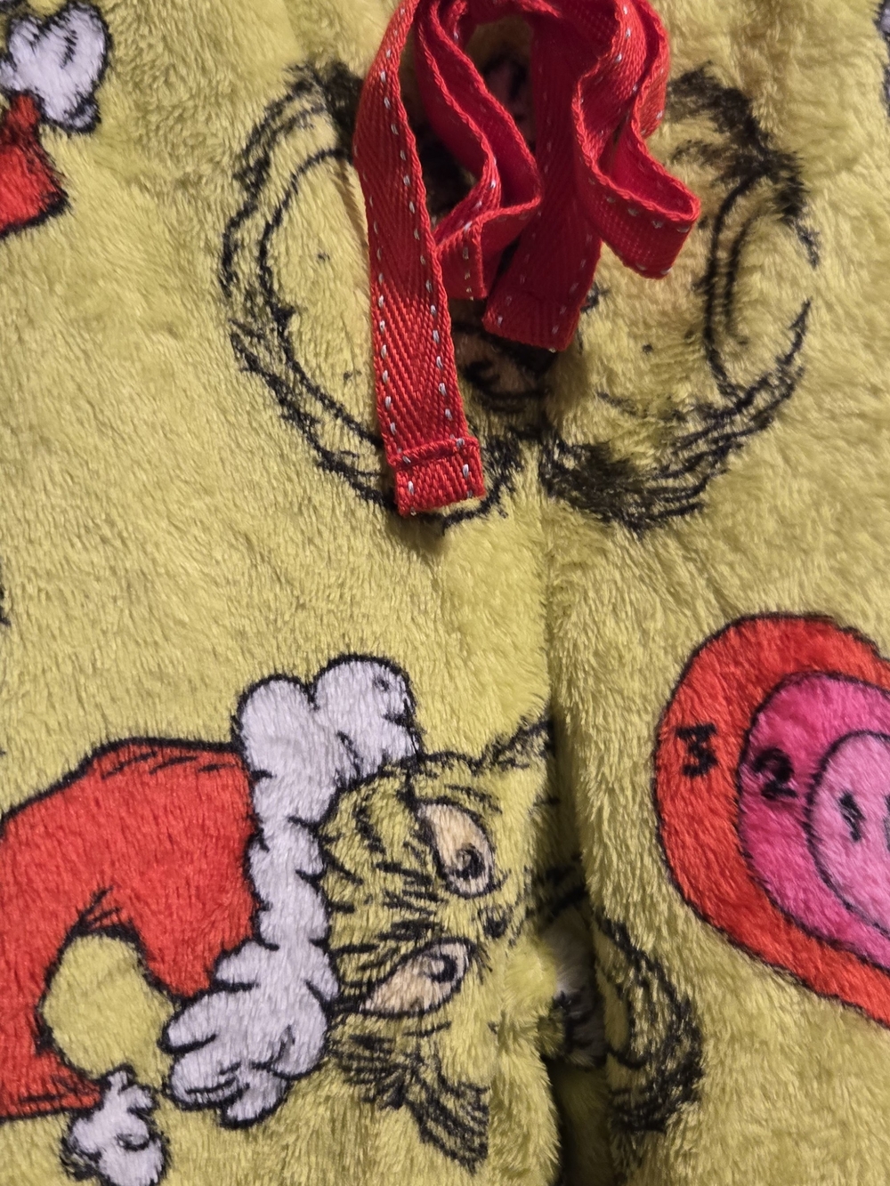 Womens Plush Grinch Print Pajama Pants - Green - Picture 4 of 4